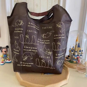 日单尼龙购物袋猫咪可折叠2个包邮超市环保袋日本买菜手提袋布袋