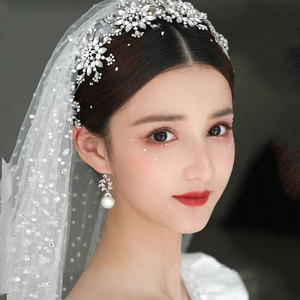 新款气质淑女水晶水钻枝蔓花朵发箍女超仙发带韩国风新娘结婚头饰