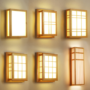 日式壁灯 禅意北欧原木民宿客厅餐厅卧室床头过道灯LED榻榻米灯具