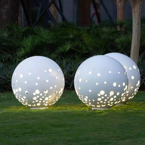 不锈钢发光镂空球雕塑定制户外广场镜面抽象金属风水球白钢大摆件