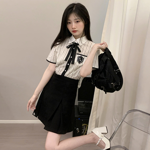sasatou莎莎糖黛芙妮课间夏季韩式芭蕾风套装水手领两件套包臀裙