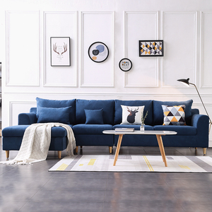 北欧沙发现代风格简约大小户型客厅乳胶布艺沙发组合贵妃蓝色