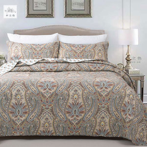 美式全棉衍缝床单1.5米1.8米通用四季夹棉床盖可水洗绗缝被子垫