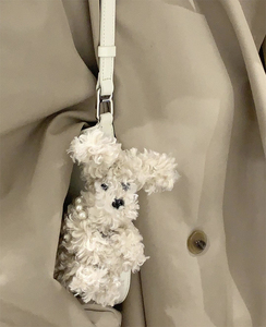 在途~韩国进口正品代购 可爱卷毛小狗挂件 钥匙扣 包包挂件 配饰