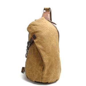 新款防水蜡染布背包复古胸包男士帆布单肩包休闲水饺型后背包