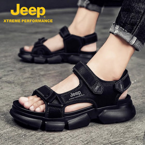 jeep吉普皮凉鞋男款2024新款潮流夏季真皮运动式沙滩男士拖鞋外穿
