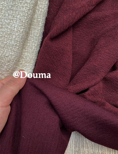欧洲单剩余羊毛棉针织面料柔软贴身绉纱枣红色弹力针织面料连衣裙