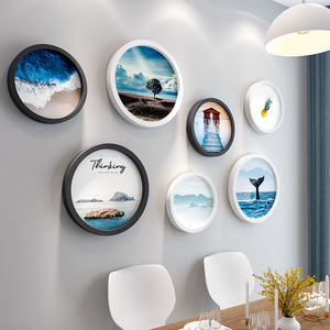 圆形餐厅装饰画北欧创意餐桌背景墙壁画现代简约组合饭厅墙面挂画