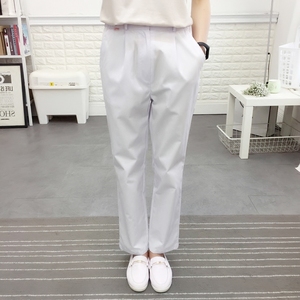 护士裤子白色工作裤夏季薄款白色护士裤女两侧兜松紧腰南丁格尔