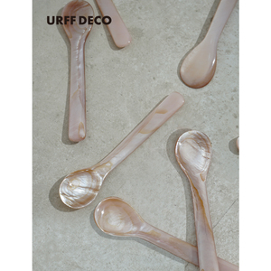 URFF DECO 天然珍珠贝母贝壳纯手工勺子茶匙面膜勺咖啡勺婴儿勺