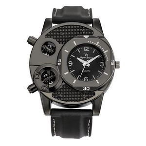 大表盘黑色男士石英手表 休闲运动V8 石英 潮流 时尚硅胶手表