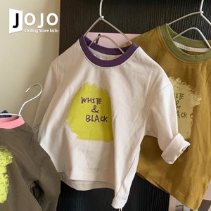 韩版童装女童圆领长袖T恤冬装新款时髦洋气字母印花宝宝打底上衣