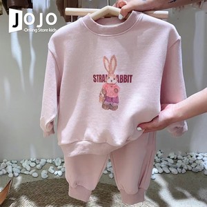 韩国童装女童套装洋气春装款儿童粉色兔子卫衣卫裤宝宝休闲两件套