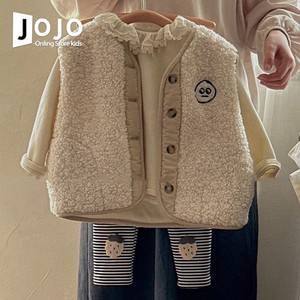 韩版童装女童羊羔绒马甲外套春装装儿童时髦洋气男宝宝毛绒绒上衣