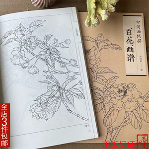 百花画谱中国画工笔画线描白描牡丹底稿图谱花卉天津杨柳青