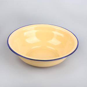 糖瓷碗盆老式搪瓷碗怀旧冰花黄色吃饭碗泡面碗复古主题餐厅饭店用