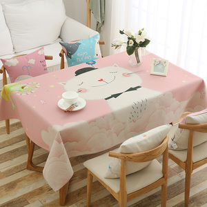 北欧宜家韩式棉麻餐桌布可爱小清新卡通儿童书桌布茶几布台布盖巾