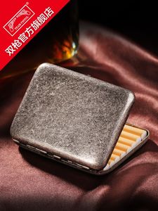 高档纯铜古银烟盒复古香菸盒20支中支个性创意烟盒超薄时尚烟夹子