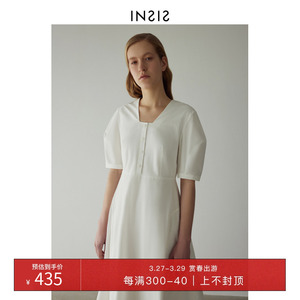 INSIS FEMME匹马棉建筑感梯形领衬衣连衣裙夏新款设计感