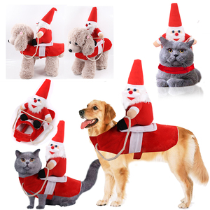 狗狗猫咪衣服中大型犬金毛圣诞衣服装饰骑马装圣诞老人宠物衣服
