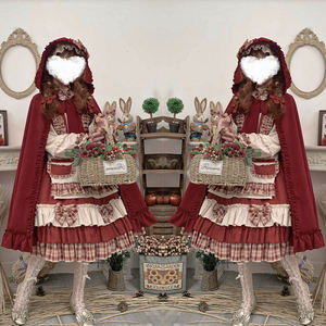 新年战袍洛丽塔裙子浆果少女复古小红帽斗篷长袖洋装lolita连衣裙