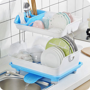加厚双层大容量厨房碗筷收纳盒碗碟置物架水槽滤水放晾碗架沥水架