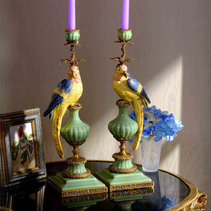 欧式复古陶瓷配铜烛台摆件美式高档轻奢客厅玄关壁炉古典家居摆设