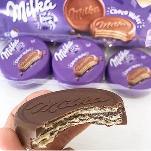 俄罗斯超市进口奶油巧克力夹心威化饼干夹心三明治巧克力饼30g