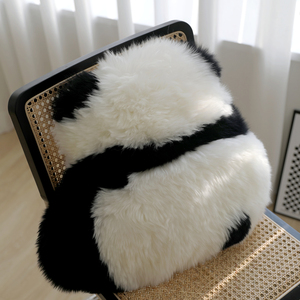 装典美家ZOODII真羊毛皮毛一体手工制作黑白熊猫客厅靠垫靠包抱枕
