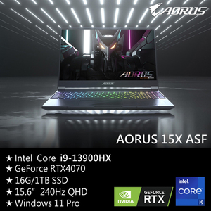 2023技嘉AORUS 15X ASF 15.6寸游戏笔记本电脑i9-13900HX/RTX4070