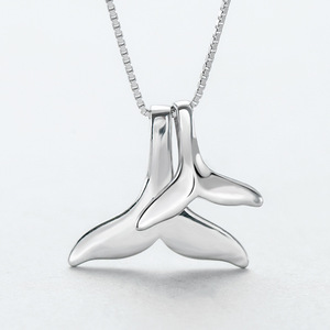 海豚项链女锁骨链鱼尾纯银吊坠简约气质鲸鱼尾巴短项链锁骨链女