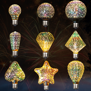 复古创意艺术七彩色3D烟花灯泡爱迪生LED立体满天星空装饰E27螺口