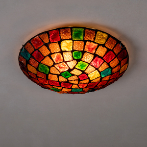 蒂凡尼复古卧室吸顶灯欧式过道门厅小客厅餐厅彩色玻璃地中海房间