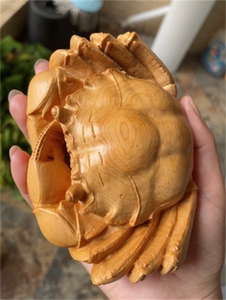 小叶黄杨木雕螃蟹手把件实木雕刻八方来财随身盘玩家居装饰品摆件
