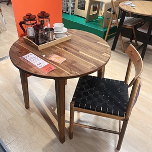 IKEA宜家纳坎耐斯 桌子 相思木80厘米实木餐厅北欧风格餐桌饭圆桌