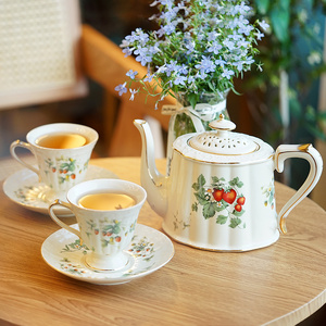 英式茶壶下午茶具套装欧式陶瓷咖啡杯套具 小奢华花茶杯水壶套装