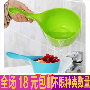 包邮炫彩优质水勺塑料水舀厨房用品加厚水瓢浴室长柄时尚浴勺