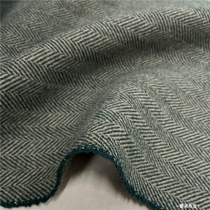 意大利进口复古卡其色墨绿色双层人字纹羊毛尼大衣外套手工服装布