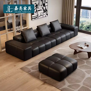 嘉亮 saba像素沙发意式极简设计师款豆腐块模块组合直排真皮沙发