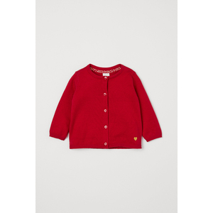 HM 童装女婴幼童宝宝2020春款新款针织开衫婴儿红色毛衣0