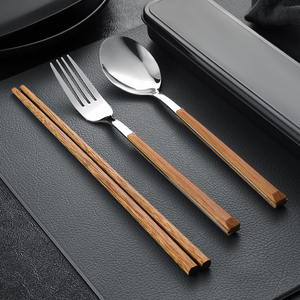 筷子勺子套装一人一筷便携餐具学生收纳盒叉子单人带饭筷子三件套