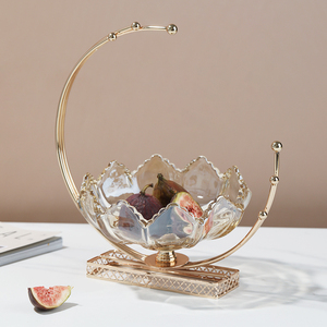 创意轻奢美式玻璃果盘家用客厅茶几盘子高级感装饰托盘甜品台摆件