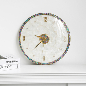 法式轻奢风贝壳黄铜挂钟客餐厅墙壁创意时钟装饰家用钟表高级感