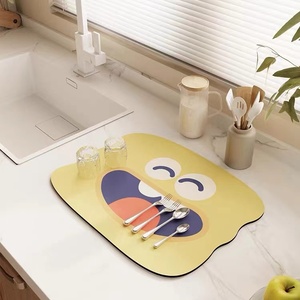 卡通沥水垫搞怪表情包系列厨房台面吸水速干桌垫水池边碗盘干燥垫