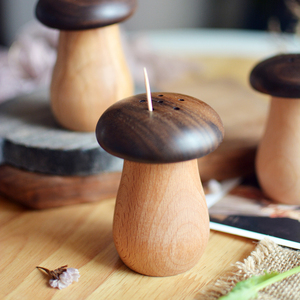 樱上花札日式小蘑菇牙签盒创意实木牙签筒木质高档可爱家用牙签桶