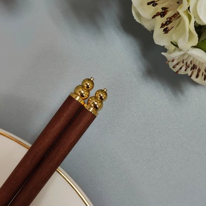 奇居良品高档精致轻奢中式 红檀木葫芦筷子套装红卡5双装#BN-2023