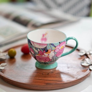 奇居良品 四季花园早餐杯马克杯 餐厅陶瓷彩绘水杯茶具