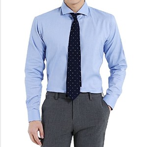 韩国代购男装春款高档纯色一字领衬衫男韩版修身绅士男士长袖衬衫