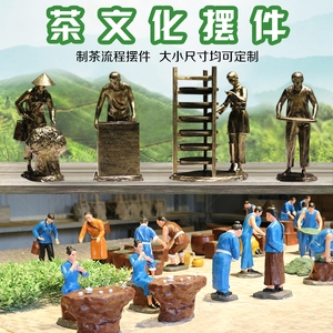 茶文化雕塑制茶工艺流程微缩场景模型茶圣陆羽雕像茶馆园摆件定制