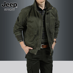 Jeep吉普夹克男士春季美式宽松运动外套潮牌纯棉工装休闲棉衣男装
